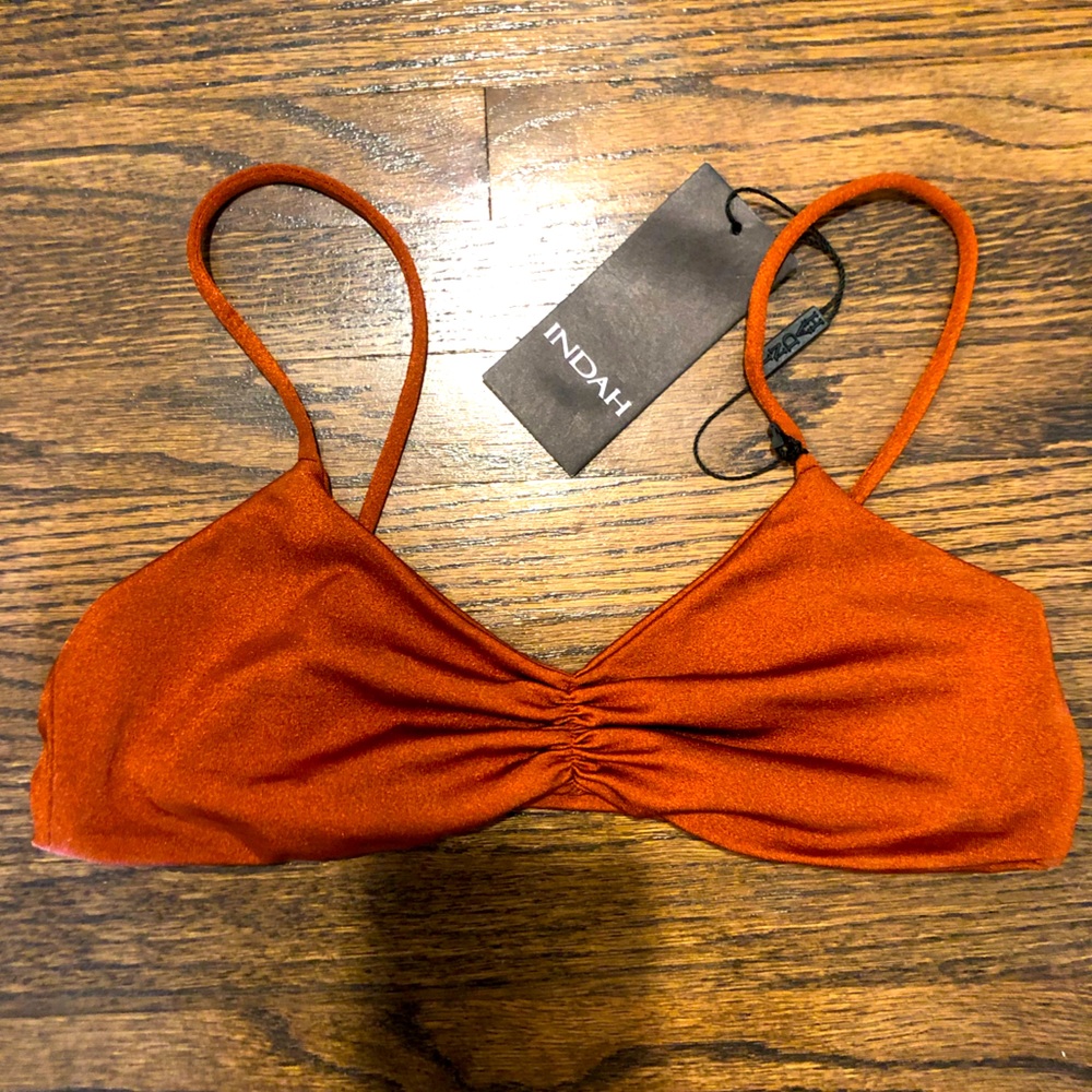 NEW WITH TAGS! INDAH Burnt Orange bikini top!